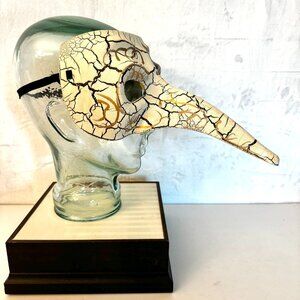 Venetian Carnivale Steampunk White Black Gold Plague Mask Long Nose Witch Hallow